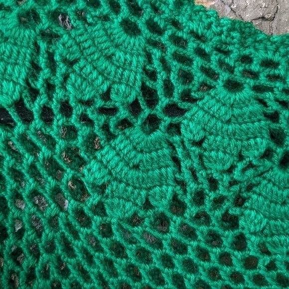 Vintage Hand Made Crochet Kelly Green Bell Sleeve Sweater XXS - Picture 2 of 5